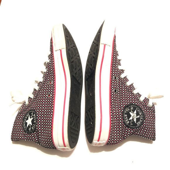 Converse All Star Star Design High Top Black Red White Sneakers Men’s 7 Wo 8